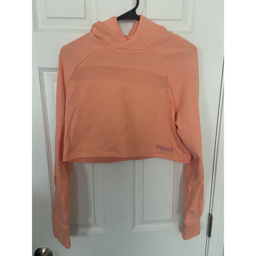 Gymshark Peach Coral Cropped Hoodie Pullover Size XS